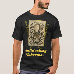 Multitasking Fisherman' Old Book Octopus Graphic - T-Shirt