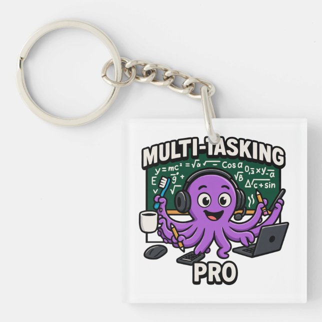 Multitasking Octopus Classroom Learner Pro Keychain (Front)