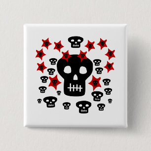 Multitude of Skulls With Weird Stars 2 Inch Square Button
