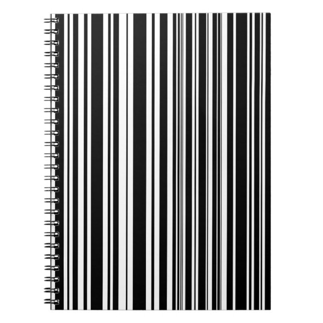 Multitudes of Uneven Black and White Stripes Notebook (Front)