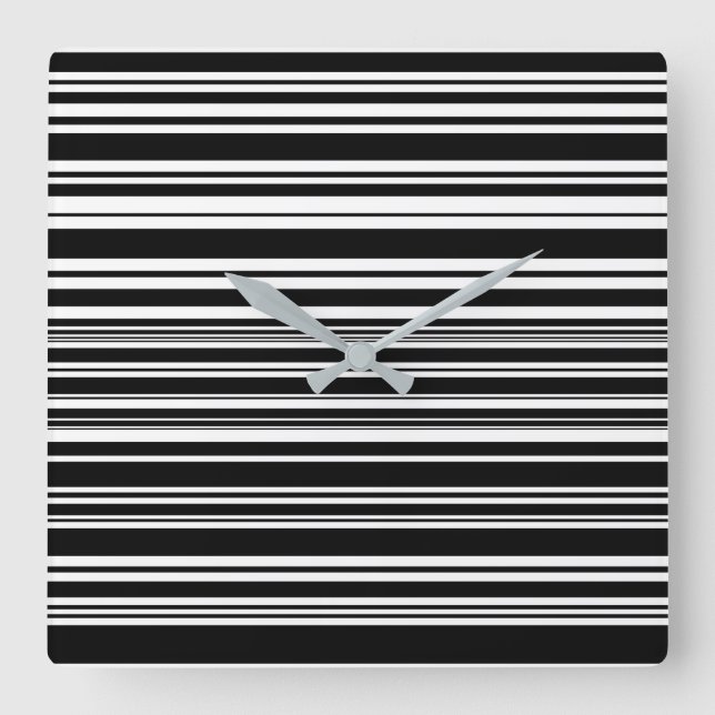 Multitudes of Uneven Black and White Stripes Square Wall Clock (Front)