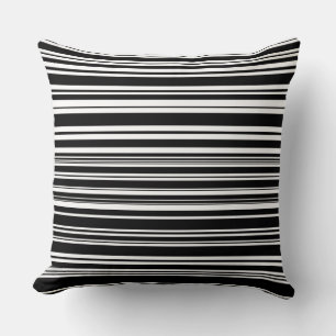 Multitudes of Uneven Black and White Stripes Throw Pillow