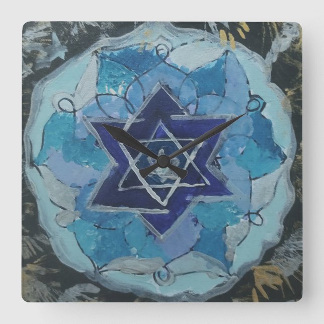 Multiverse Star of David Square Wall Clock (Front)