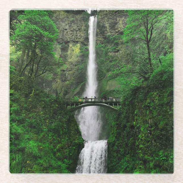 Multnomah Falls #2 Glass Coaster  (Front)