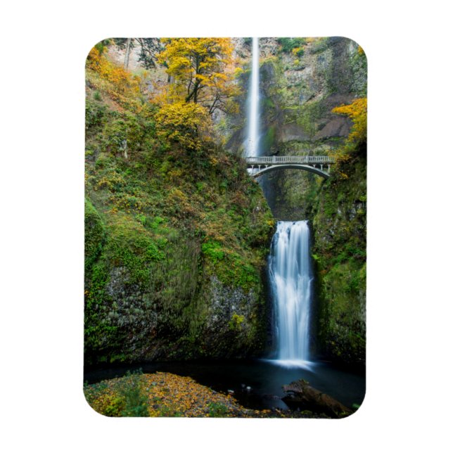 Multnomah Falls In Autumn In The Columbia Gorge Magnet (Vertical)