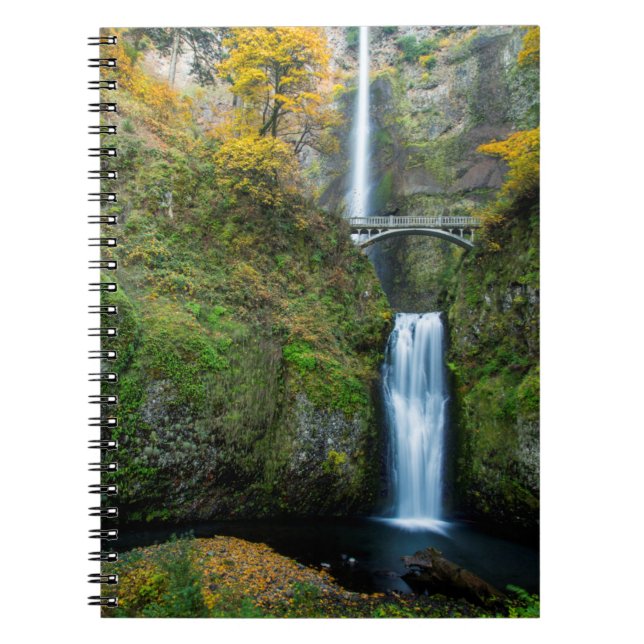 Multnomah Falls In Autumn In The Columbia Gorge Notebook (Front)