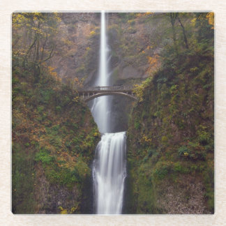 Multnomah Falls in late Autumn Glass Coaster