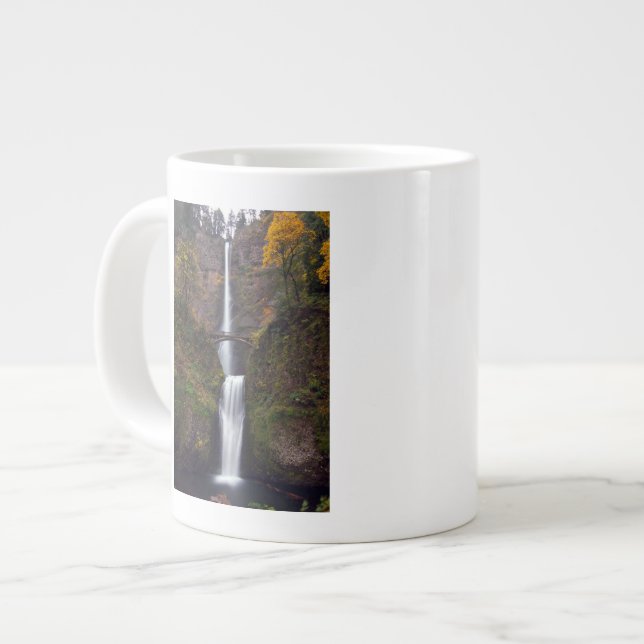 Multnomah Falls in late Autumn Large Coffee Mug (Front Left)
