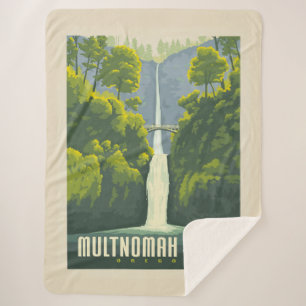 Multnomah Falls   Oregon Sherpa Blanket