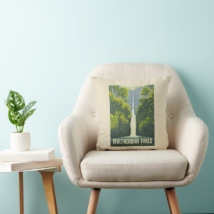 Multnomah Falls Oregon Throw Pillow