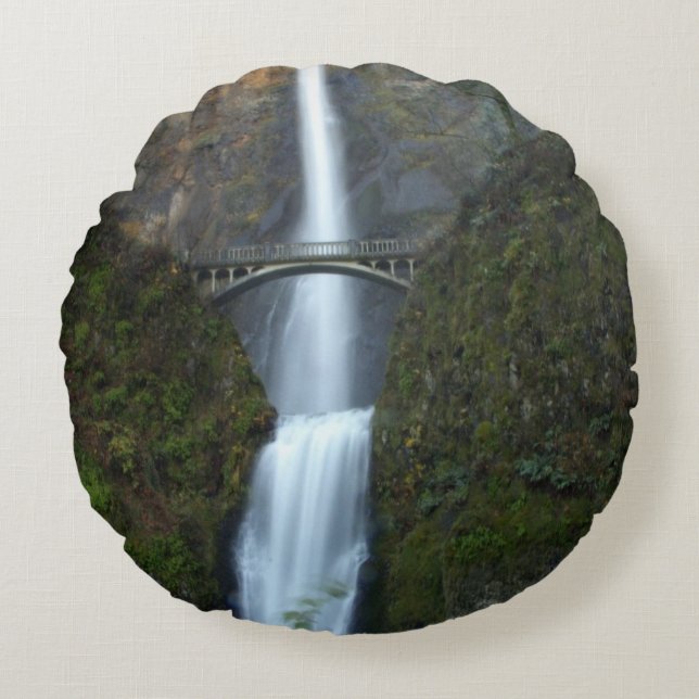 Multnomah Falls Round Pillow (Front)