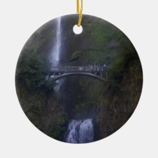 Multnomah Falls Waterfall Ceramic Ornament (Front)