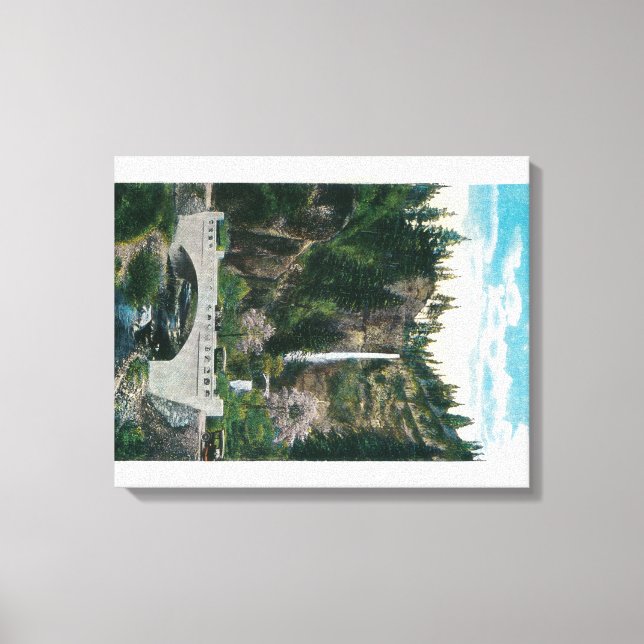 Multnomah Falls with Benson and Highway Bridges Canvas Print (Front)