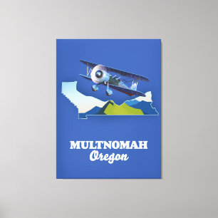 Multnomah Oregon travel map Canvas Print