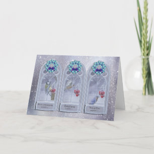 Mum and Dad Garden Birds Christmas Window Greeting Holiday Card