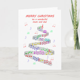 Mum and Dad Sheet Music with a Stave Christmas Holiday Card