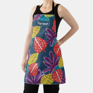 Mum apron with tropical floral design colourful