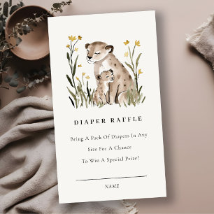 Mum Baby Tiger Foliage Diaper Raffle Baby Shower Enclosure Card