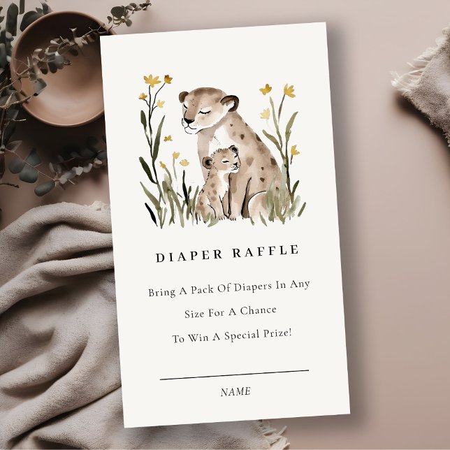Mum Baby Tiger Foliage Diaper Raffle Baby Shower Enclosure Card (Creator Uploaded)
