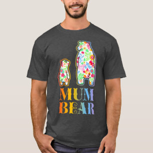 Mum Bear Mom Grandma Floral Happy Mother's Day  T-Shirt