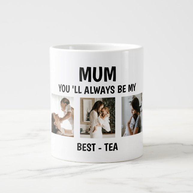 Mum Best-Tea Mother's day Photo Collage Large Coffee Mug (Front)