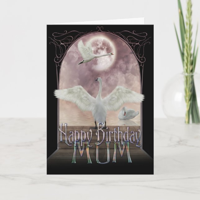 Mum Birthday Card - Swans (Front)