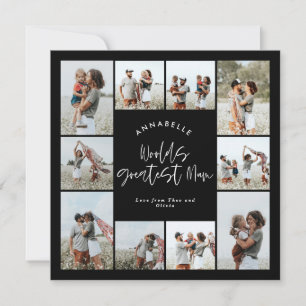 Mum black elegant modern minimal photo collage invitation