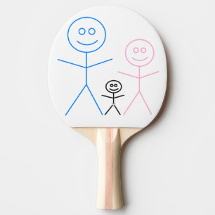 Mum Dad & Baby in diaper stick people drawing Ping Pong Paddle