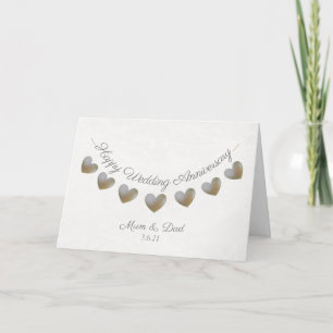 Mum & Dad, pearl & lace wedding anniversary card