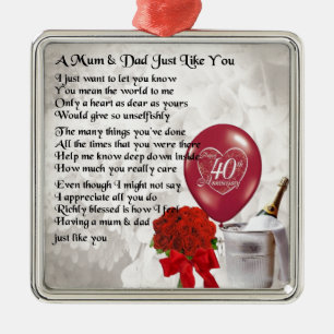 Mum & Dad Poem - 40th Wedding Anniversary Metal Ornament
