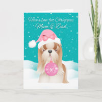 Mum & Dad Shih Tzu Dog Christmas Greeting Card