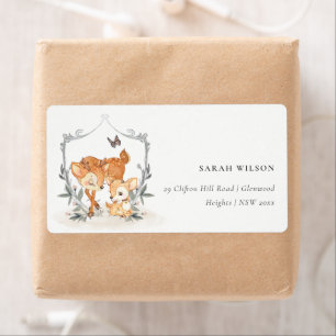 Mum Deer Fawn Floral Crest Baby shower Adresse