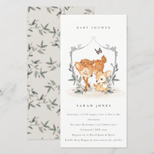 Mum Deer Fawn Floral Crest Baby Shower Invite
