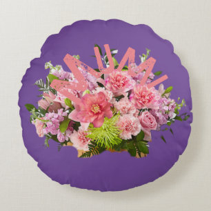 Mum! Flowers Round Pillow