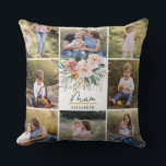 mum gift 8 photo pink girly beautiful floral throw pillow<br><div class="desc">mum gift 8 photo simple modern script typography pillow gift plum purple girly design.</div>
