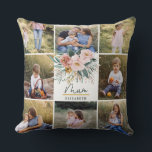 mum gift 8 photo pink girly beautiful floral throw pillow<br><div class="desc">mum gift 8 photo simple modern script typography pillow gift plum purple girly design.</div>