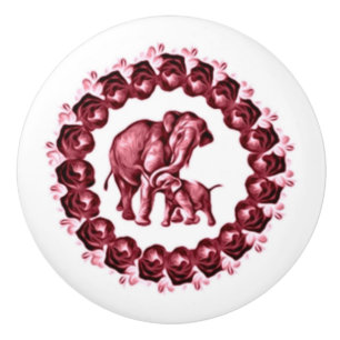 Mum, me and roses in pink ceramic knob