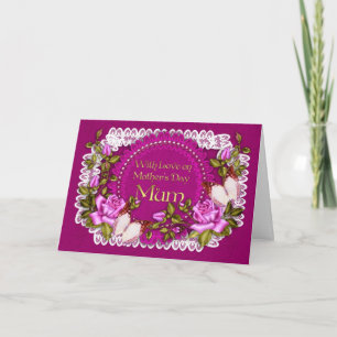 Mum, Mother's Day Greeting Card With Lace Effect