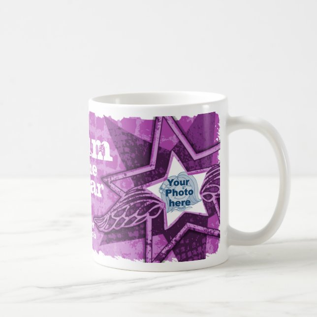Mum of the year photo stars bright purple mug (Right)