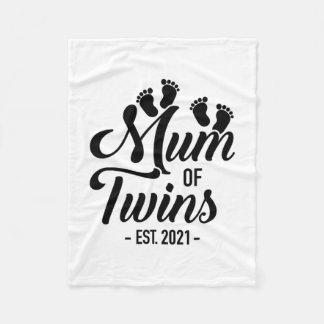 Mum Of Twins 2021 Fleece Blanket