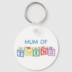 Mum of Twins Blocks Keychain