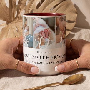 Mum Photo Collage First Mother's Day Keepsake Gift Two-Tone Coffee Mug
