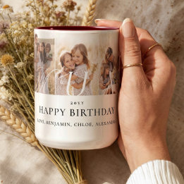 Mum Photo Collage Happy Birthday Keepsake Gift Two-Tone Coffee Mug