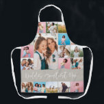 Mum photo collage modern typography simple beige apron<br><div class="desc">Worlds greatest mum beige multi photo modern minimal simple unique script typography elegant Mother's day,  birthday,  Christmas,  Easter,  graduation,  end of school year or decor gift design.</div>