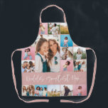 Mum photo collage modern typography simple pink apron<br><div class="desc">Worlds greatest mum girly pink multi photo modern minimal simple unique script typography elegant Mother's day, birthday, Christmas, Easter, graduation, end of school year or decor gift design.</div>