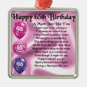 Mum Poem  -  65th Birthday Metal Ornament