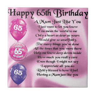 Mum Poem  -  65th Birthday Tile