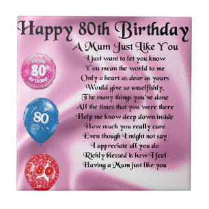 Mum Poem - 80th Birthday Tile