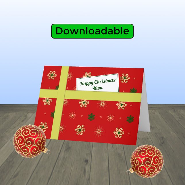 "Mum" red Christmas parcel Holiday Card (Creator Uploaded)