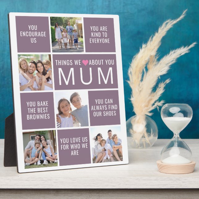 Mum Things We Love About You Photo Collage Plaque (Side)